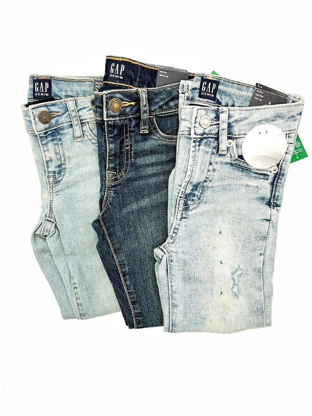 NWT Gap Kids Girls Jeans Lot of 3 Size 5 Skinny Flare Stretch Distressed